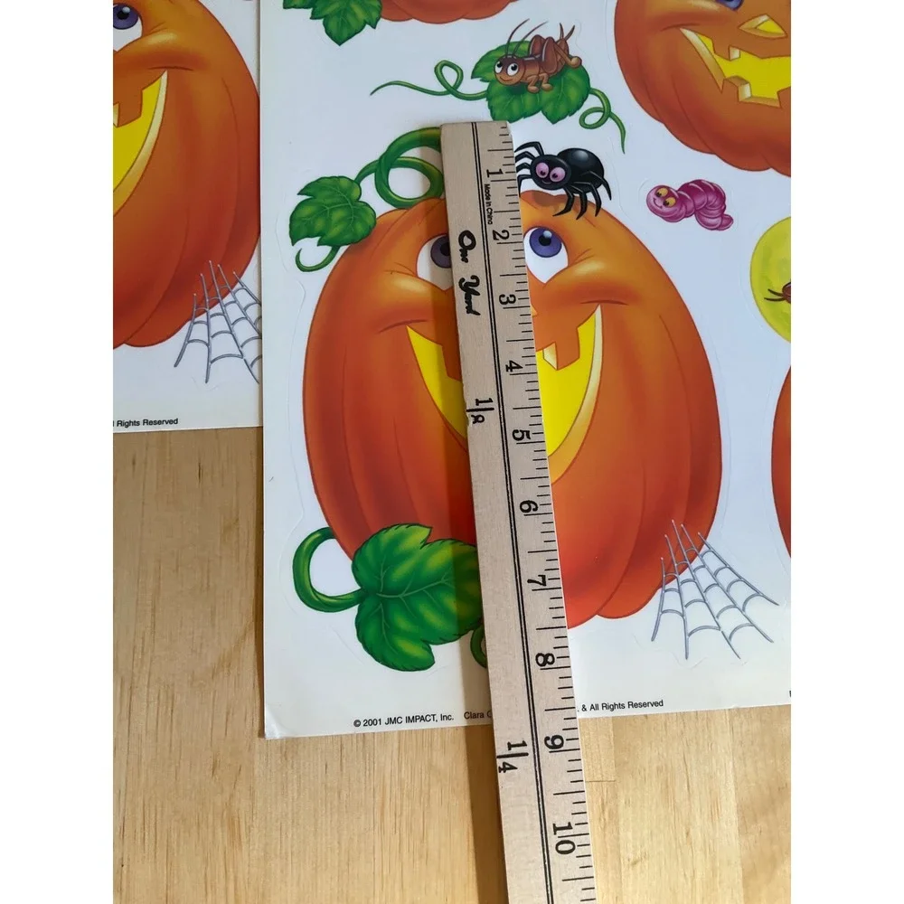 Vintage 2001 Classic Clings Halloween Window Decals Pumpkin Spider 2 Sheets NEW